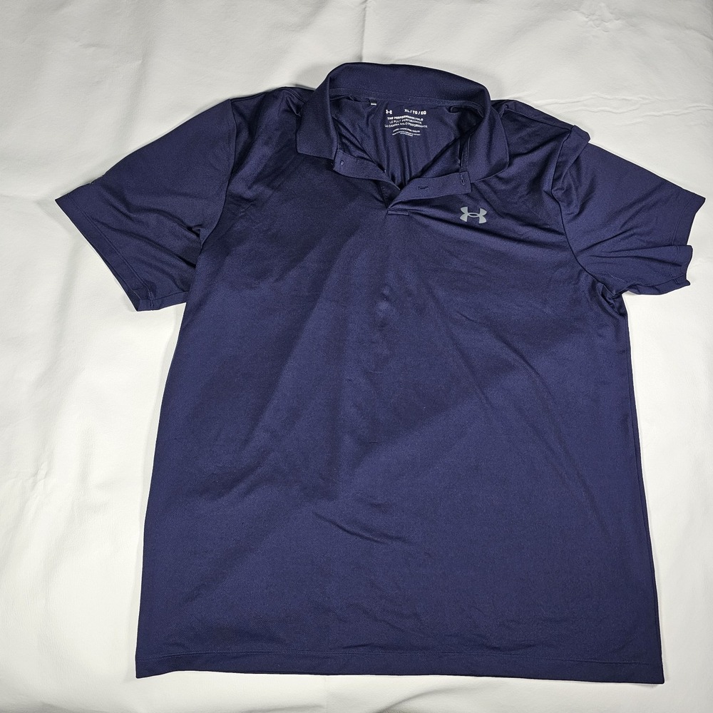 Under Armour Performance Polo Shirt Mens XL Blue Loose Fit Wink Youth Inc